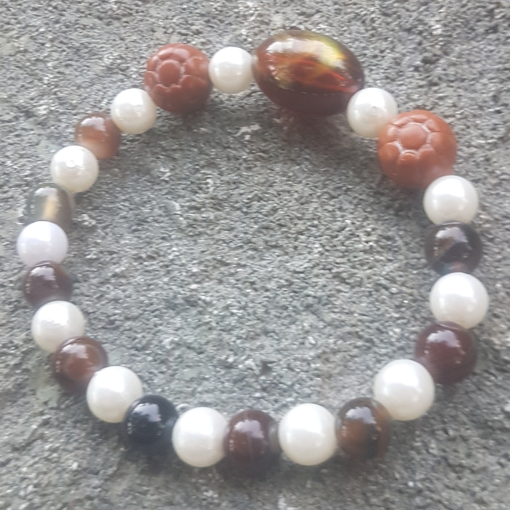☕ Pumpkin Spiced Latte Beaded Bracelet 🎃